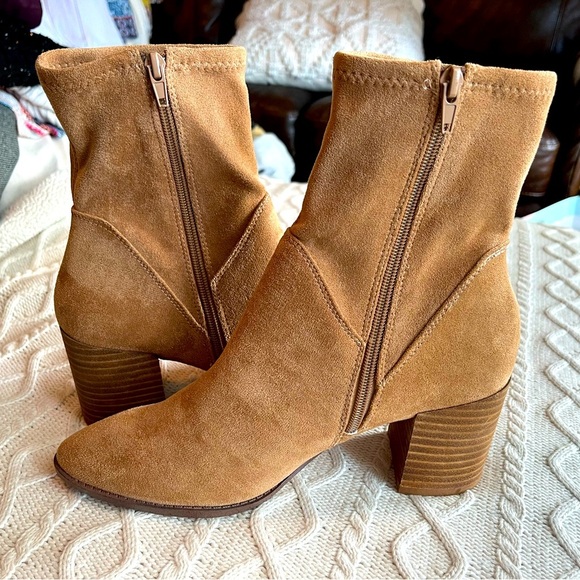 Dolce Vita Shoes - Dolce Vita Caramel Brown Soft Suede Bootie 3 inch square Heel
